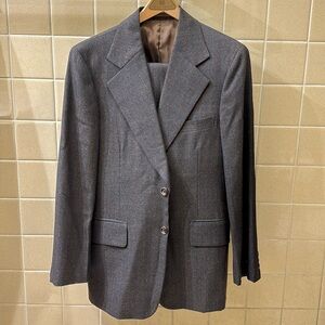 VTG 100% Wool Custom Suit Brown Mens 38 Pants Tweed Pinstripe Winter Jacket